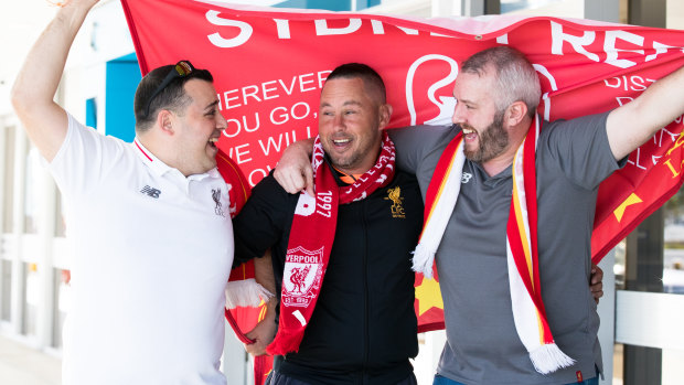 The trio are all members of Liverpool's Sydney-based supporters group.
