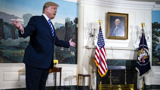 US President Donald Trump announces the withdrawal from the Iran Nuclear Accord.