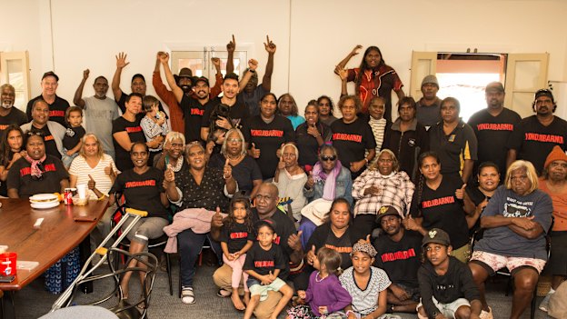 Members of the Yindjibarndi Aboriginal Corporation celebrate their legal victory over Fortescue in 2020.