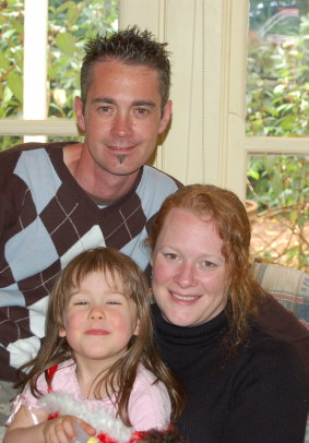 Ms Harris-Brady in 2006 with first husband Adam and their daughter, Keeley.