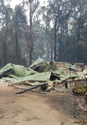 The ruin of Ms Harris-Brady's house in Kinglake, the day after Black Saturday.