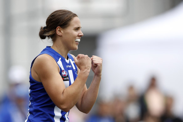 Jasmine Garner celebrates a goal.