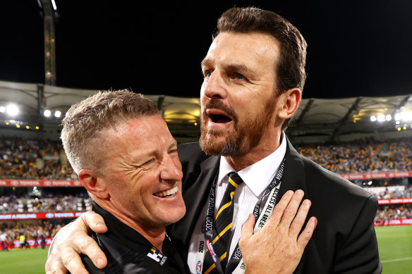 Richmond coach Damien Hardwick and CEO Brendon Gale.