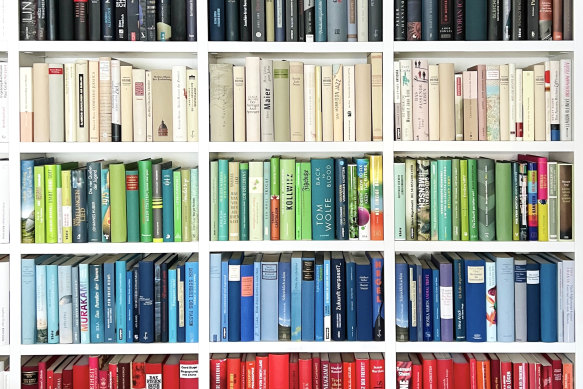 The colour-coded bookshelf.