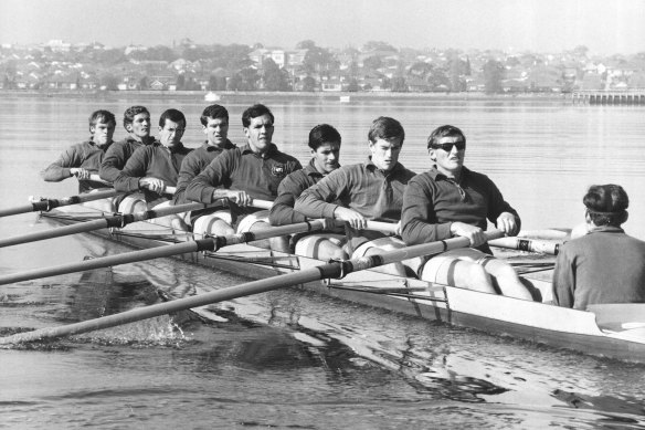 The 1968 Australian men’s eight rowers, who won an Olympic silver medal.