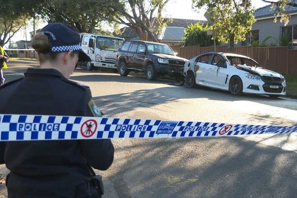 One of the burnt-out cars discovered after Thursday’s shooting in Canterbury.