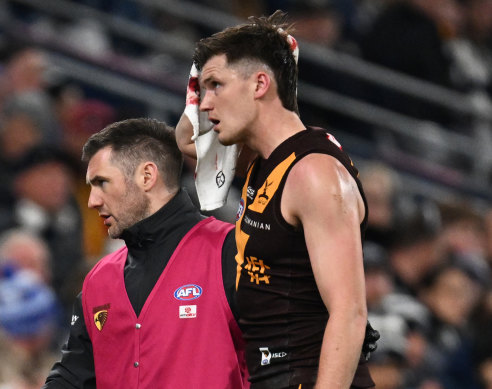 Mitch Lewis left the ground limping after a heavy clash, and scans have shown he tore his ACL.