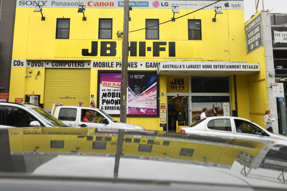 JB Hi-Fi says revenue at its Australian operations had dropped 14.6 per cent in the six weeks since the start of July