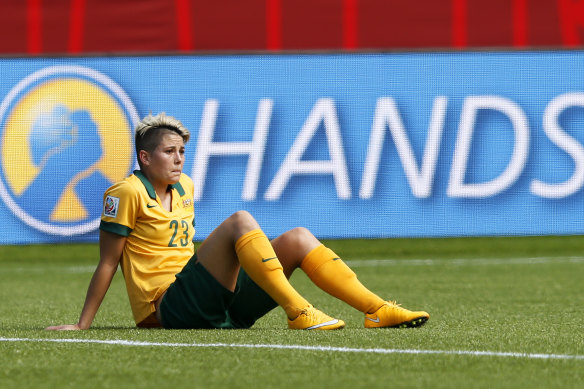 Michelle Heyman, pictured at the 2015 World Cup, retired from international football in mid-2019.