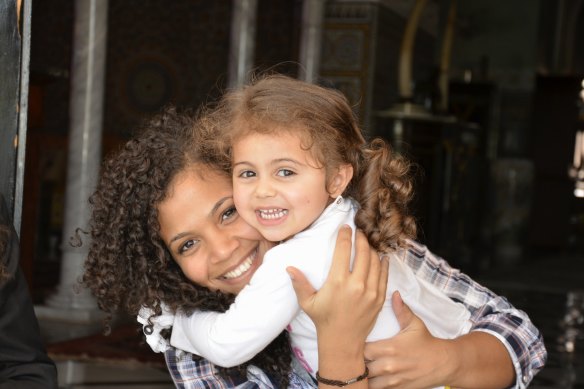 Hayat Horma during a 2012 visit home to Marrakech, visiting her niece. 