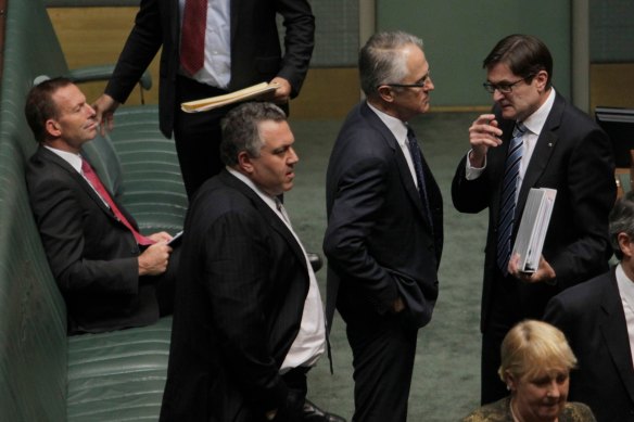 Malcolm Turnbull and Greg Combet in Parliament in June 2011.