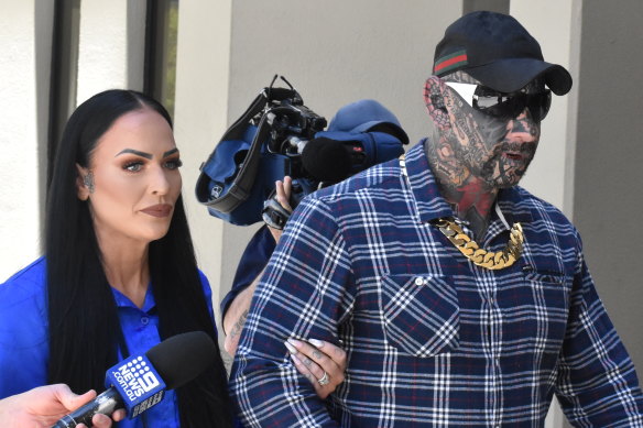 Dayne Brajkovich and his wife Jacinta Hill leaving court on Monday.