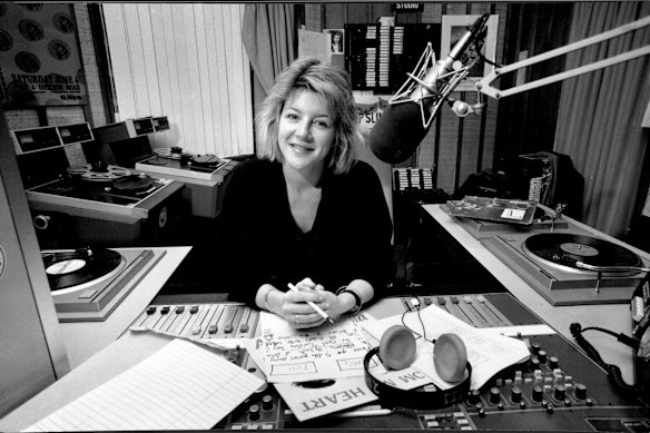 Hutchison in her triple j studio in Sydney in 1988.