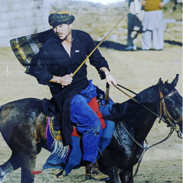 McBride playing buzkashi (“a kind of
horseback rugby”) in Pakistan, 2000.