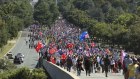 ‘Convoy to Canberra’ protestors marching towards the Parliarmentary triangle.