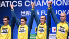 Australia’s men’s 4x100m freestyle relay gold medallists Jack Cartwright, Kai Taylor, Flynn Southam and Kyle Chalmers.