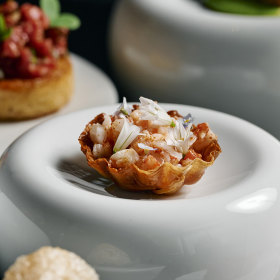 A “Delicate” lobster tart served at Society restaurant.