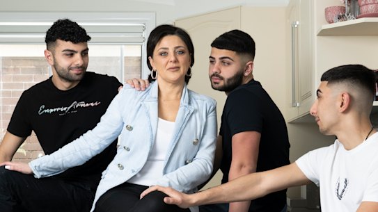 Heidi Wehbe, who is battling stage four bowel cancer, with her three sons, Anthony 19, Steve 17, and Daniel 15. She has been part of a new targeted treatment trial that has seen her cancer reduce from 90 to 10 percent.