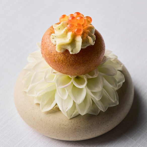Laura’s savoury wakame doughnut with Yarra Valley salmon roe.