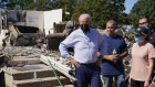 US President Joe Biden tours a New Jersey neighbourhood hit by Hurricane Ida.