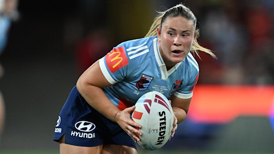 Keeley Davis in the Blues game one Origin victory on Thursday night.