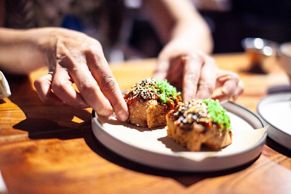 Singaporean chilli crab toast at Nextdoor.