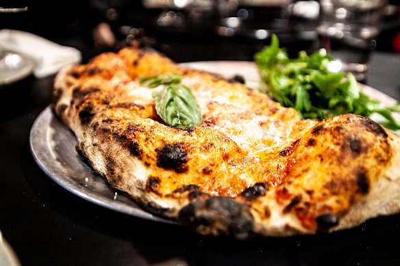 The calzone (folded pizza) at Mima Pizzeria.
