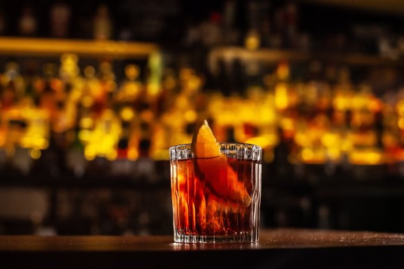 The cocktail game is strong at Alfred’s. Pictured: the negroni.