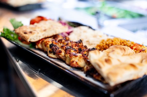 Chicken shish plate.