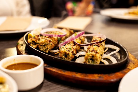 Reshmi chicken seekh kebab.