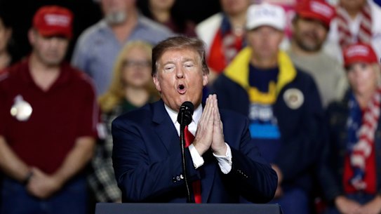 US President Donald Trump speaks during a rally at the El Paso County Coliseum on Tuesday, Australian time.