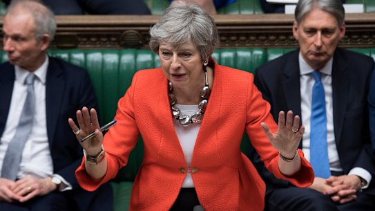 British Prime Minister Theresa May speaks in parliament ahead of a crucial Brexit vote.