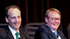 Ben Gray and ASIC chairman James Shipton at the Wesley College Foundation breakfast on May 28.