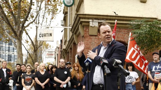 Unions have imposed a green ban on any redevelopment of the John Curtin Hotel in Carlton.