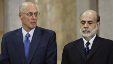 Hank Paulson (left_ with former Fed chief Ben Bernanke. 