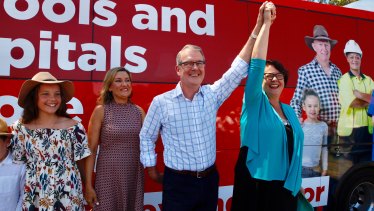 Schools and hospitals ... Labor leader Michael Daley promises thousands of free TAFE courses - and matches Berejiklian's pledge of more nurses - on Sunday. 