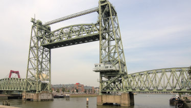 The historic bridge Koningshavenbrug in Rotterdam, which is being dismantled to make way for what reportedly is Amazon boss Jeff Bezos’ new superyacht. 