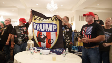 Motorcyclists pictured at a Bikers for Trump event hosted by President Donald Trump at Trump National Golf Club in Bedminster, New Jersey on Saturday. 
