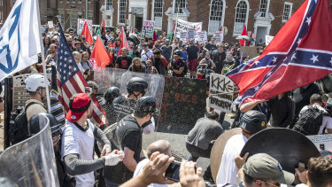 Riots at the Unite the Right rally in Charlottesville, Virginia, August 12, 2017.