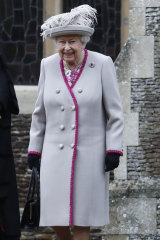 Britain's Queen Elizabeth II leaving the St Mary Magdalene Church after the service.