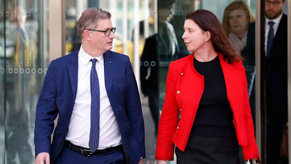 Andrew Hagger of NAB leaves court after giving evidence at the banking royal commission.