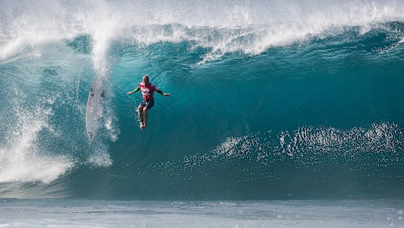 Australian surfer Josh Kerr wipes out at Pipeline in 2012.