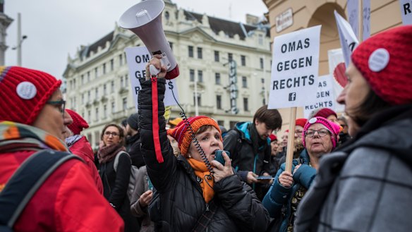 The Grannies Against the Right group protests in Vienna last month.