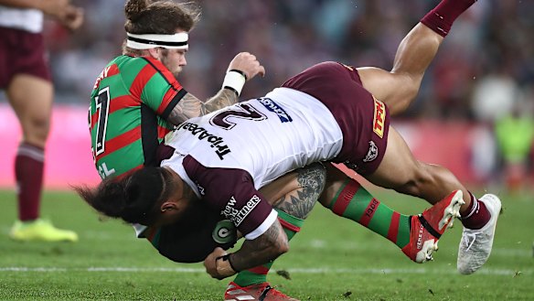 Key role: Ethan Lowe has been earmarked to tighten the Rabbitohs' right-edge defence.