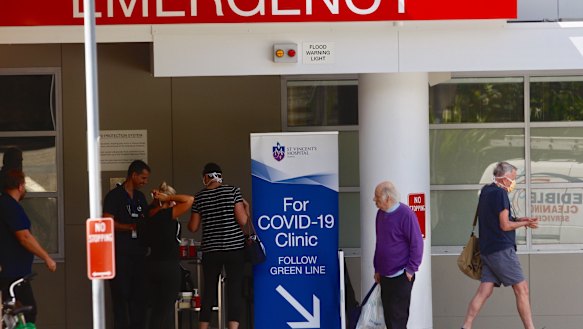  A Covid-19 testing station out the front of St Vincent's hospital in Darlinghurst.