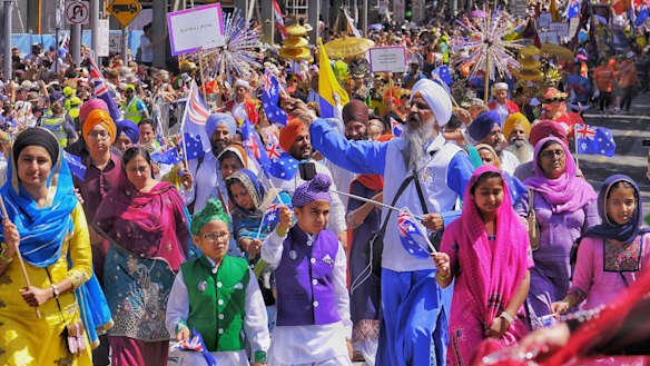 Community and cultural groups joined the official Australia Day parade through central Melbourne on Saturday.