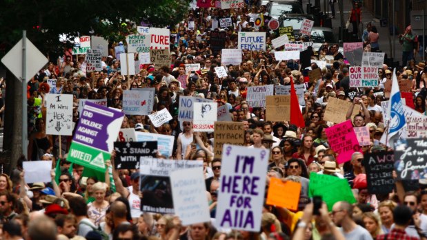 Scenes from Sunday’s women’s March against violence in Sydney.