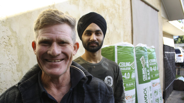 Stephen King and his offsider, volunteer Ramandeep Singh Virdi, who is studying a Masters in Community Development at Murdoch University.