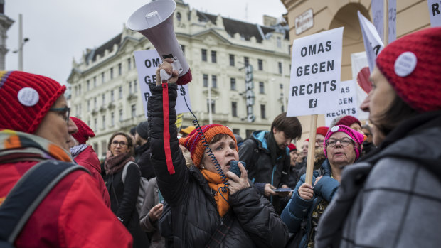 The Grannies Against the Right group protests in Vienna last month.