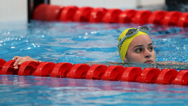 Kaylee McKeown after her 200m backstroke heat.